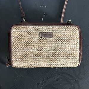 Vintage Brown Woven basket sea grass Crossbody Wallet - Women Bags woven purse